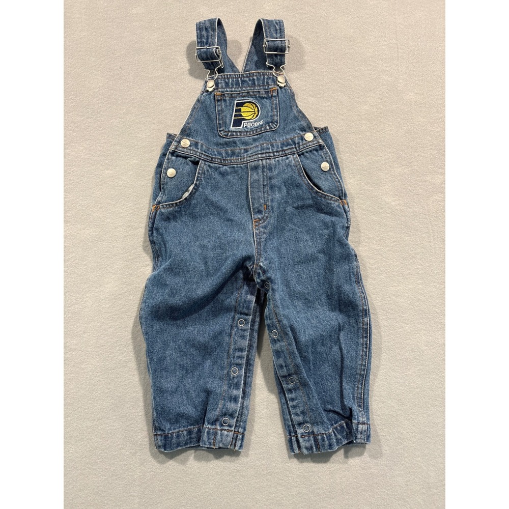 Reebok Indiana Pacers Blue Denim Bib Overalls Kids 18 Months NBA Basketball